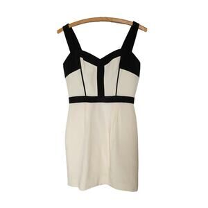 NWT REBECCA MINKOFF Silk Bustier Style Mini Dress Cream/Black | 4